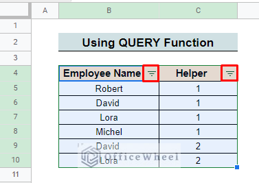 insert filter symbol in dataset